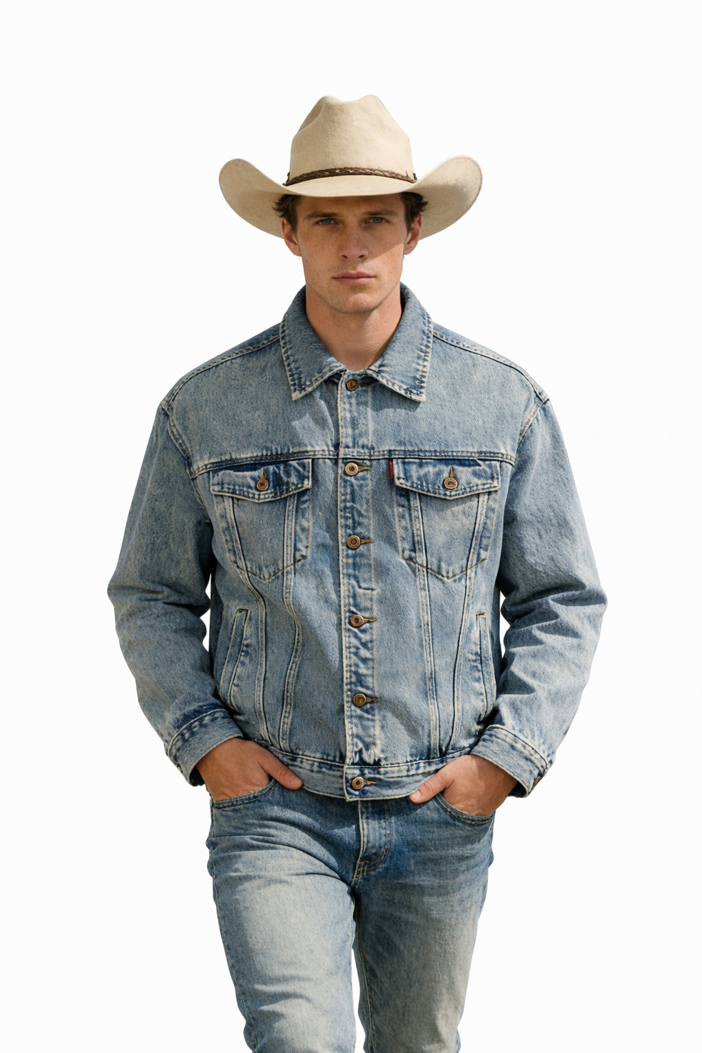 Long Stand Collar Denim Jacket High Quality