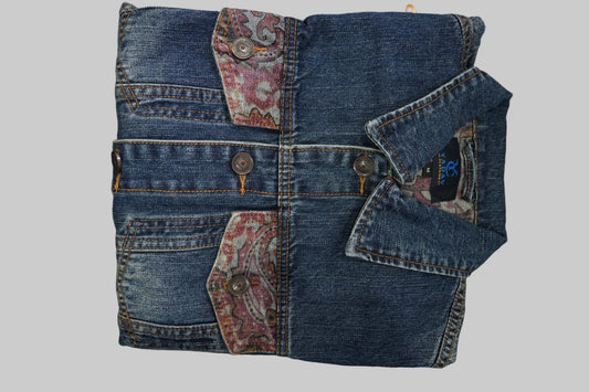 Denim Classic Jacket- Red Texture