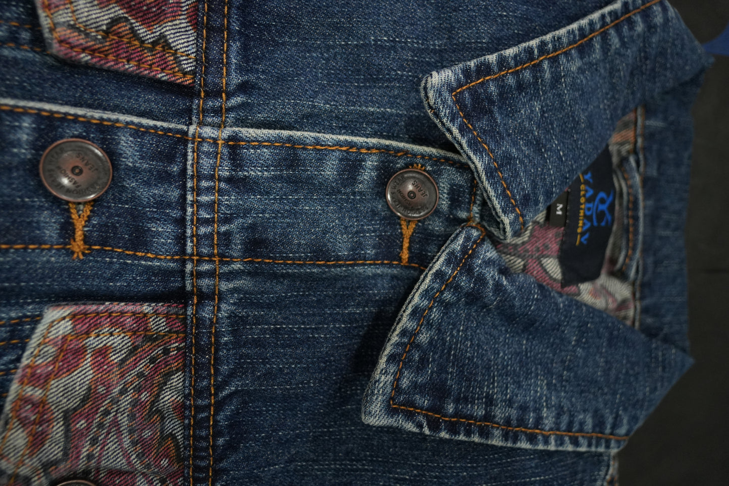 Denim Classic Jacket- Red Texture