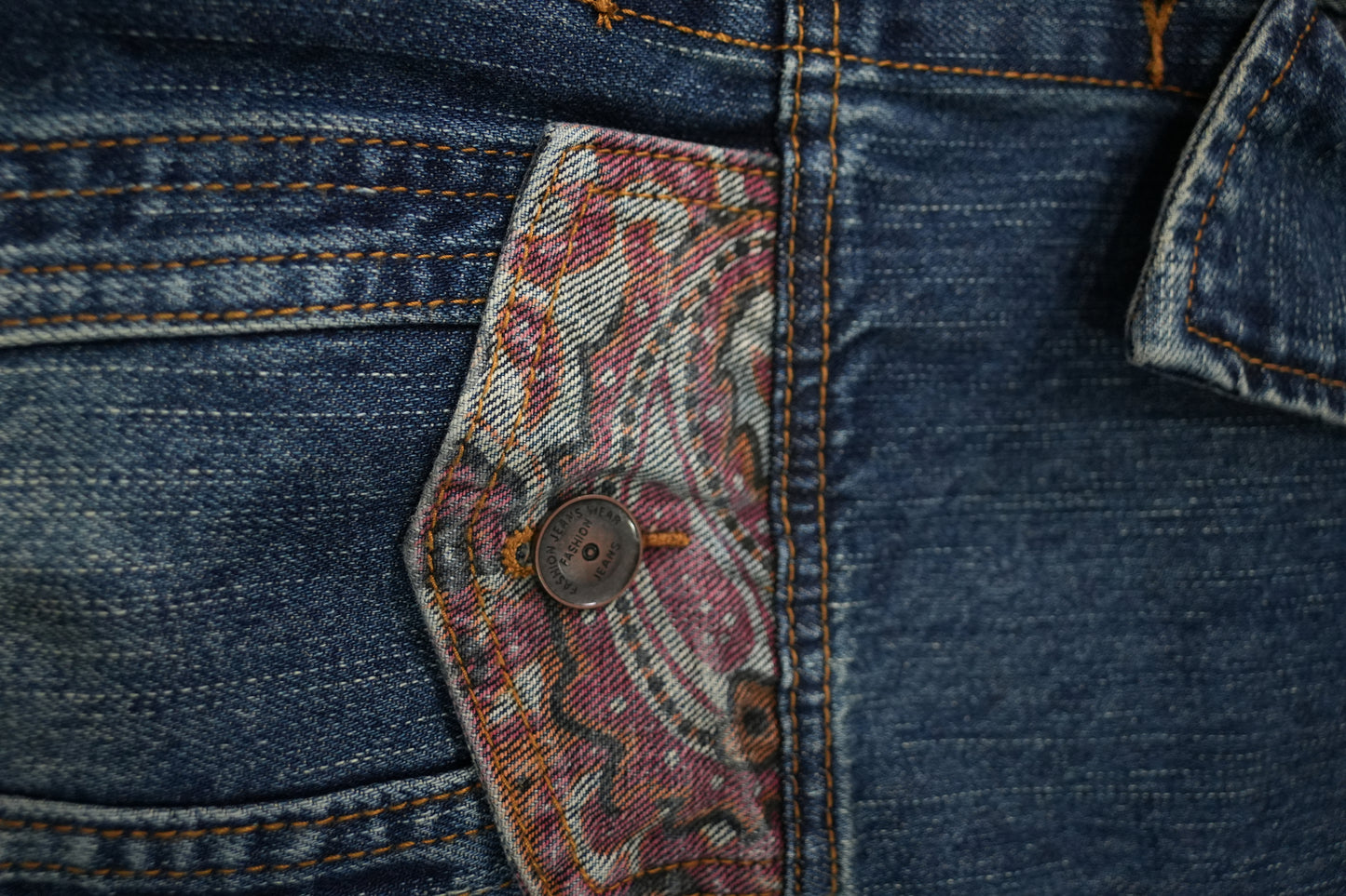 Denim Classic Jacket- Red Texture