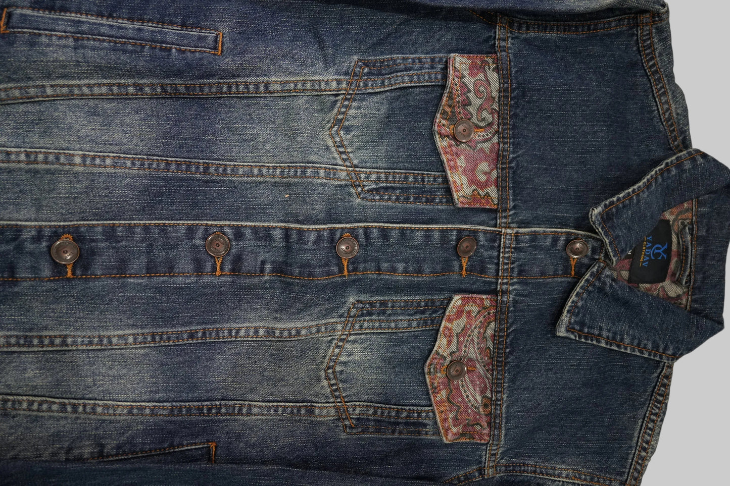 Denim Classic Jacket- Red Texture