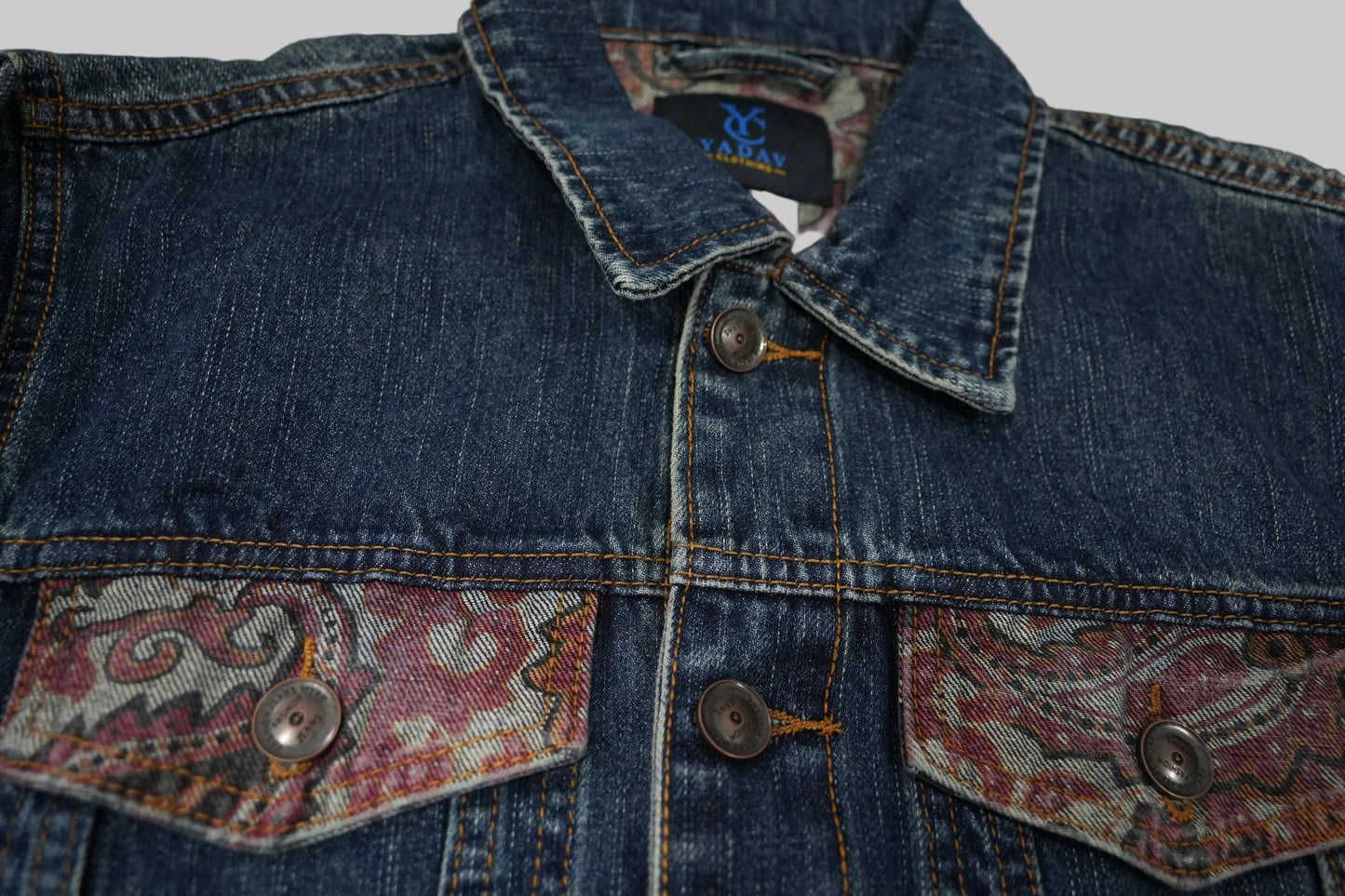 Denim Classic Jacket- Red Texture