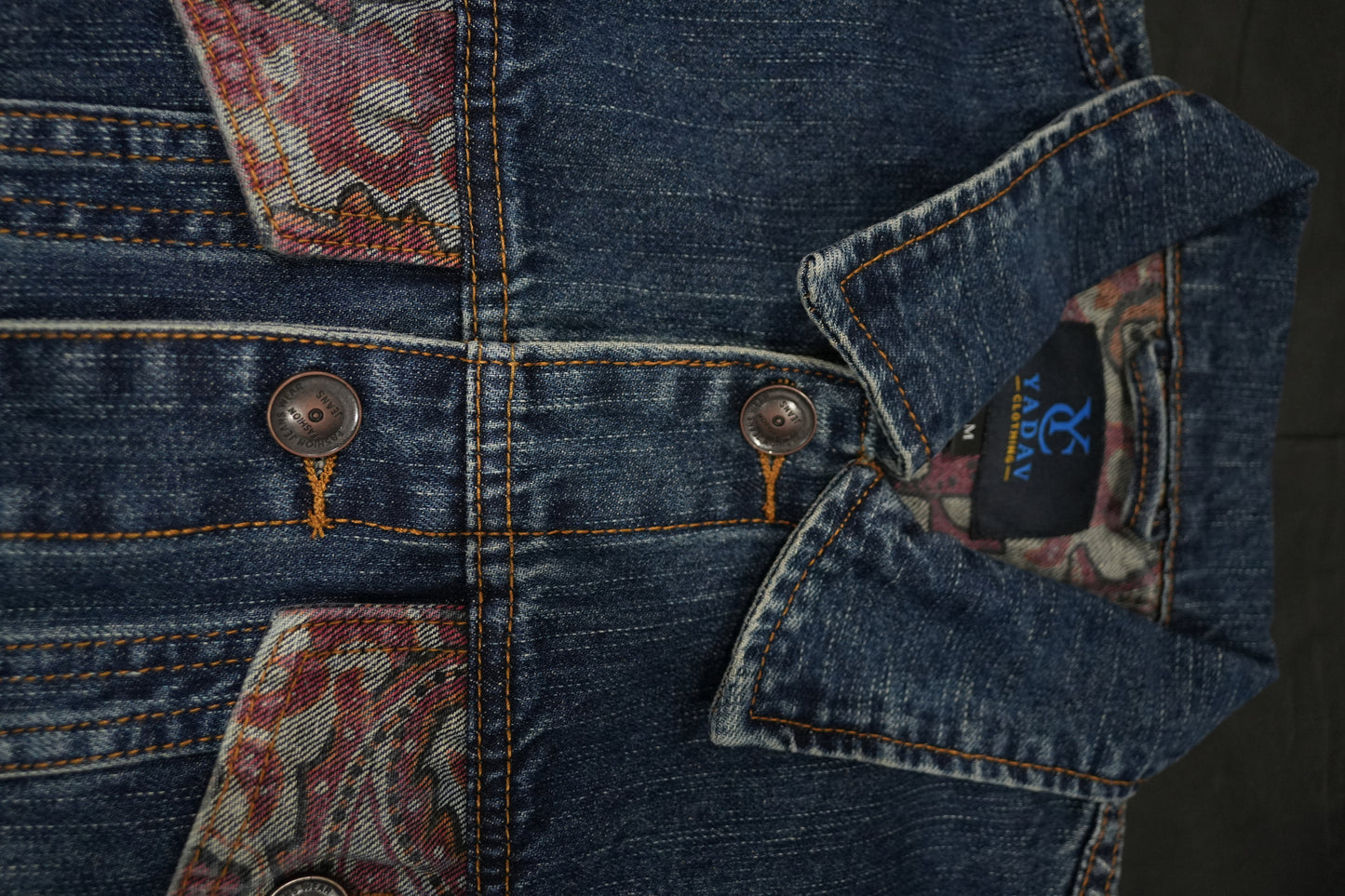 Denim Classic Jacket- Red Texture