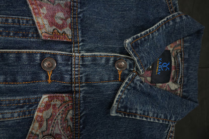 Denim Classic Jacket- Red Texture