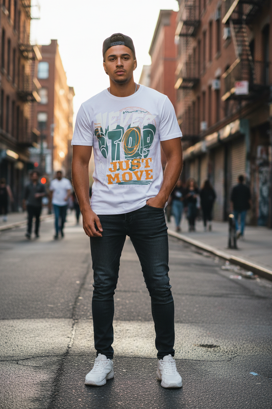 White Tee Model Front