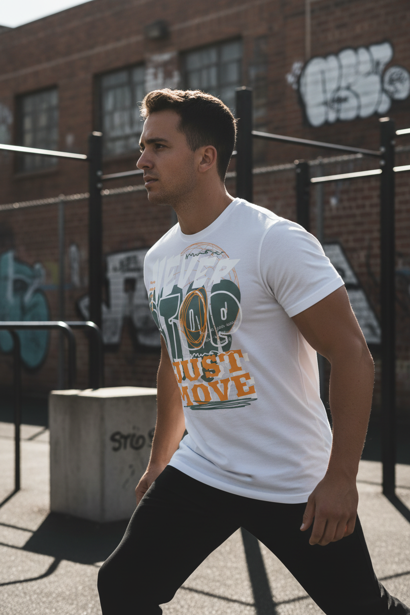 White Tee Model Side