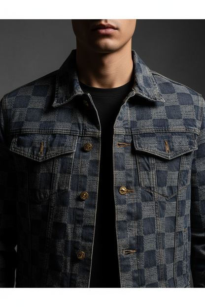 Yadav Clothing Checkered Denim Jacket Close-Up Poster