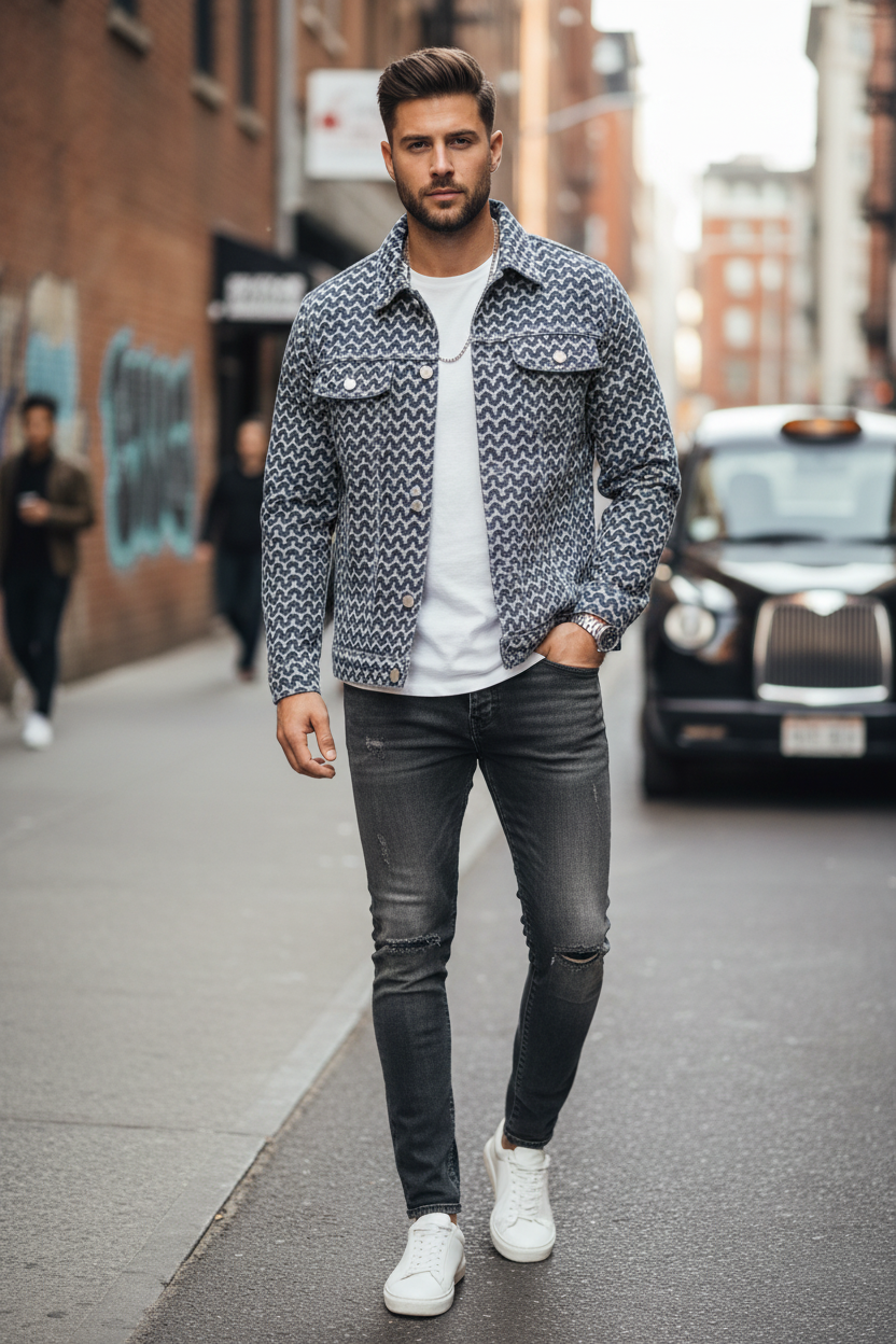 Yadav Clothing Zigzag Denim Jacket Street Style